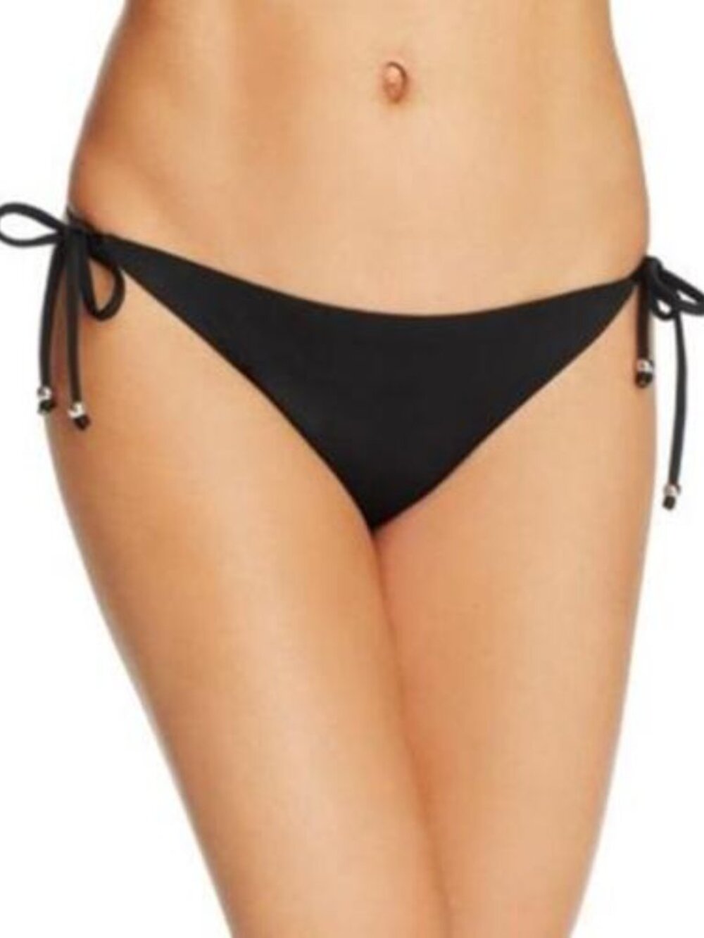 Shoshanna Bead Side Tie String Bikini Swim Bottom Black Petite NWT